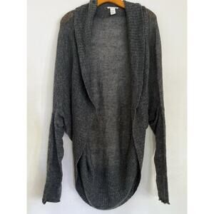 HM Alpaca Wool Blend Sweater Cardigan Women M/L Gray Lightweight Asymmetrical